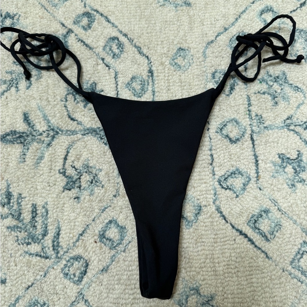 Skatie Black Tie-Side Bikini Bottom